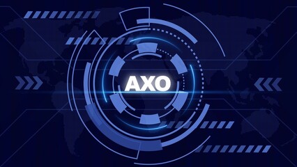 Obraz premium Futuristic HUD Interface with AXO Text and World Map Background technology digital