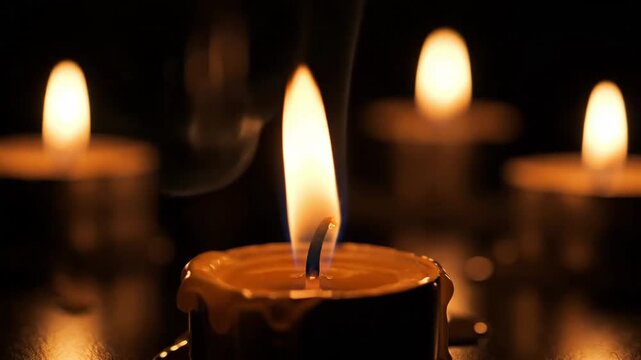 Warm And Serene Ambiance: Glowing Candles Creating A Peaceful And Relaxing Atmosphere