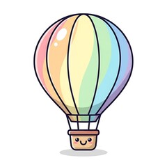 Naklejka premium Colorful cartoon hot air balloon smiling.