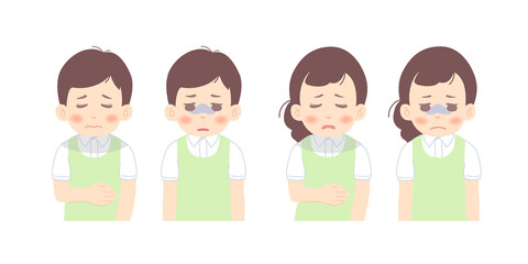 悩みや不調を抱えてしんどそうにしている若い男女（介護士・ケアワーカー）