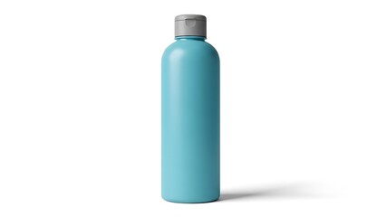 Teal cosmetic bottle with gray cap blue container