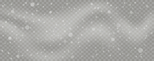 Falling snow effect with snowflakes and winter blizzard overlay on checkered PNG background. Editable vector illustration.