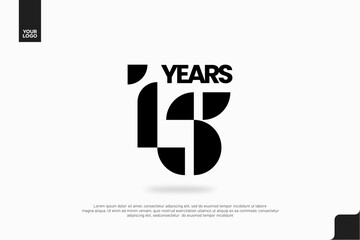 15 Years Anniversary Typography Logo in Black and White for Corporate Branding