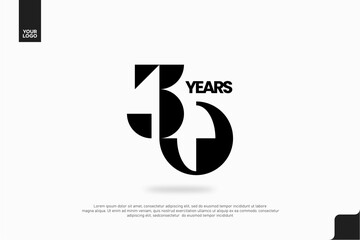 30 Years Anniversary Typography Logo in Black and White for Corporate Branding