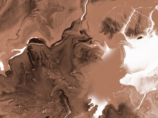 Abstract art brown painting,  fantastic creative hand painted background, marble and brush  texture, acrylic.