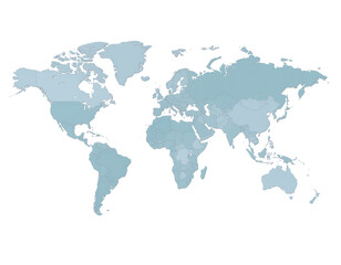 Obraz premium World map silhouette in soft blue tones