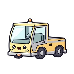 Naklejka premium Cartoon Yellow Truck Vehicle Illustration.