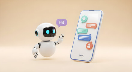 AI Chatbot Robot Smartphone Messages Digital Support Copy Space