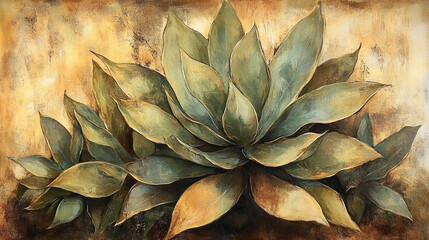 Pointed agave leaves transitioning from green to brown, showcasing sharp textures, natural patterns, and the organic beauty of the succulent plant in detail.
