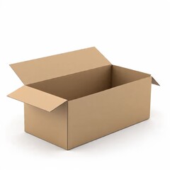 Plain Brown Cardboard Box Isolated on White Background, Packaging and Shipping Mockup Concept, Generative AI