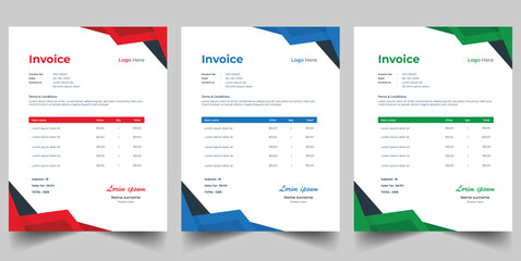 Modern Business Invoice Templates with Geometric Design