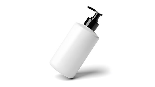 White plastic cosmetic bottle with black pump dispenser white bottle plastic bottle 1