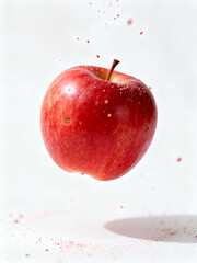 Floating Fresh Red Apple on White Background