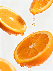 Floating Orange Slices with Juice Drops