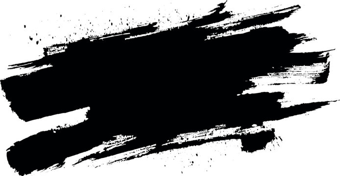 black ink drawing sketch art of brush strokes or silhouette of grunge brush strokes with scary ink splashed stains.