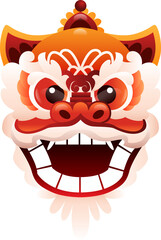 Chinese Lion Head Illustration