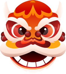 Chinese Lion Head Illustration
