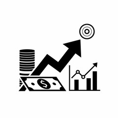 Financial Growth Arrow Icon &ndash; Profit Increase Business Analytics Vector Illustration