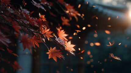Autumn Leaves in the Sunlight: Close-up capture of vibrant autumn leaves, their rich colors illuminated by the soft sunlight. The delicate play of light enhances the textures and forms.
