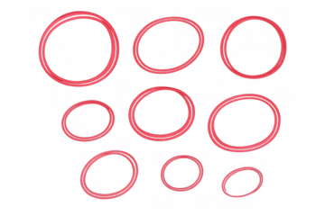 Hand drawing red circles and ovals, highlighting elements with marker strokes on a transparent background