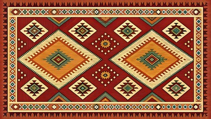 Vibrant Southwestern rug with intricate geometric pattern designs