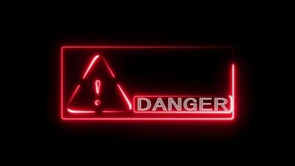 Danger warning video triangular represents toxic risk cybersecurity alert. System danger or hazardous condition warning in a modern digital interface style a rectangular frame on black background. - Powered by Adobe