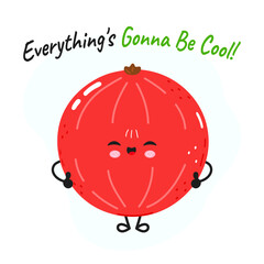 Cute red currant cartoon character with positivity message