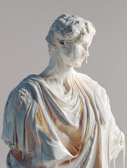 classical white marble statue melting like wax, generative ai