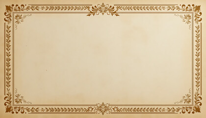 Vintage floral border on beige background for elegant design