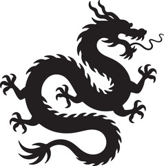 chinese dragon of silhouette vector illustration