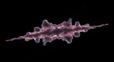 Illumination of an elongated cosmic structure glows against the deep black background