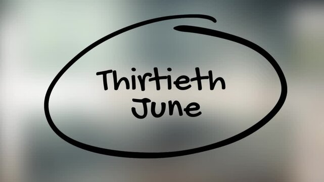 Thirtieth June Handwriting with Black Marker on Glass Surface