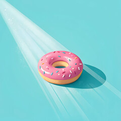 trendy sunlight doughnut on bright light blue tur
