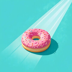 trendy sunlight doughnut on bright light blue tur