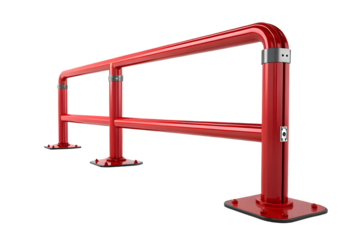 A red safety barrier isolated on a white or transparent background.