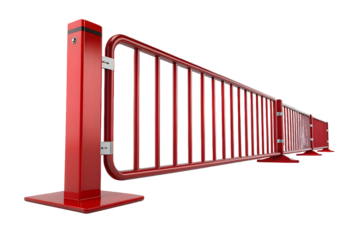 A red safety barrier isolated on a white or transparent background.
