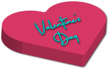 A glossy pink heart with valentine s day text 3d rendering on transparent background