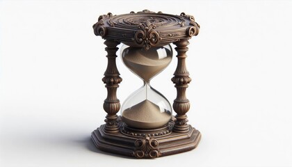Vintage hourglass symbolizing time, deadline, and business concept. Classic object isolated on neutral background for conceptual design and marketing.