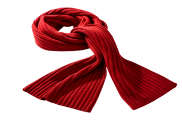 A red scarf isolated on a white or transparent background.
