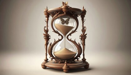 Vintage hourglass symbolizing time, deadline, and business concept. Classic object isolated on neutral background for conceptual design and marketing.