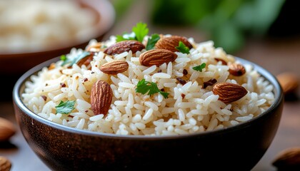 Sweet Pongal rice close up with ghee texture, traditional South Indian festival food