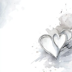 Hearts drawn in a simple style with watercolor effect on a light background showing love and emotion