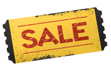 Red textured with red sale text colorful poster isolated on a white or transparent background.