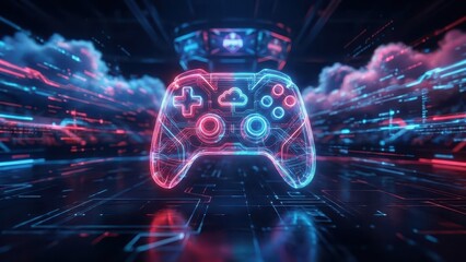 Futuristic Holographic Game Controller. Ai generation