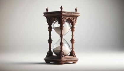 Vintage hourglass symbolizing time, deadline, and business concept. Classic object isolated on neutral background for conceptual design and marketing.