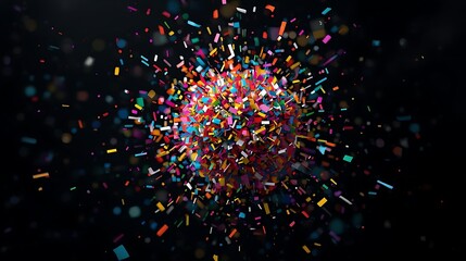 Colorful confetti explosion on black background