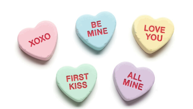  Pastel conversation hearts candy with love messages for Valentine's Day