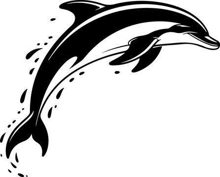Dolphin Jumping black silhouette Vector illustration