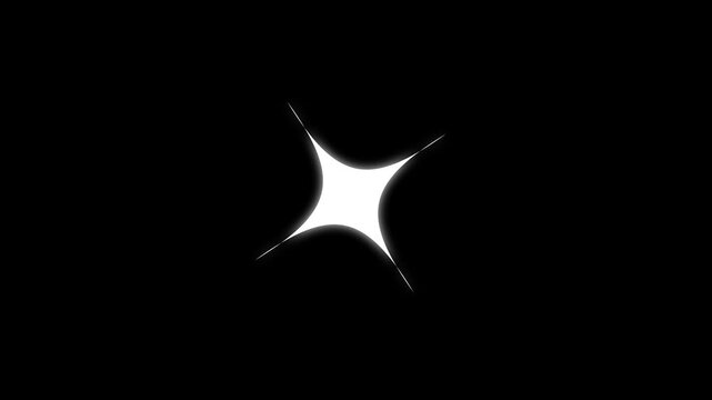 Twinkling star sparkle loop animation with flat vector doodle white stars blinking shimmer glow motion graphics on black screen background 4K
