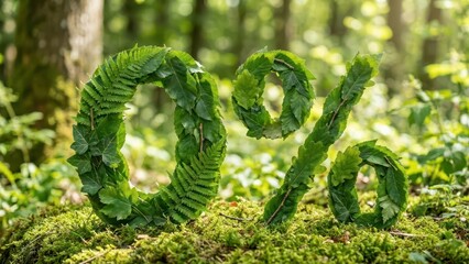 Zero Percent Symbol Made of Leaves in Forest. Ai generation
